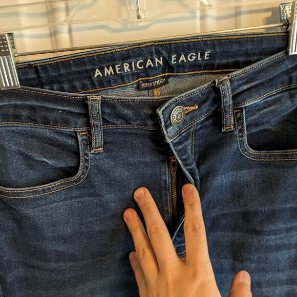 American Eagle Super Hi-Rise Jegging Size 8 Long Dark Wash Super Stretch - Picture 4 of 9